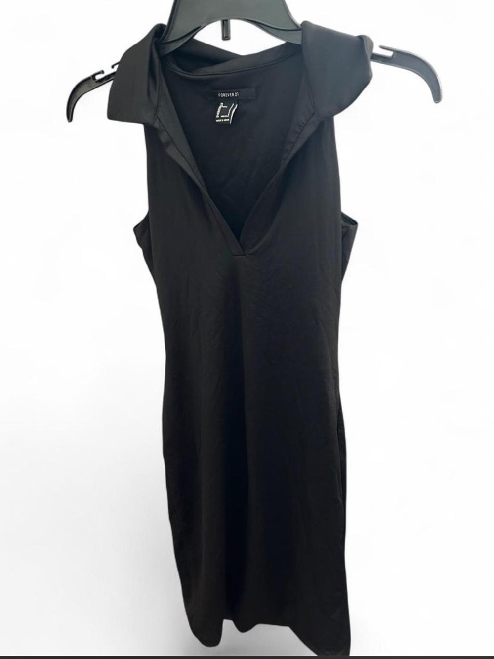 Forever 21 Black V-Neck Collared Sleeveless Tank Dress